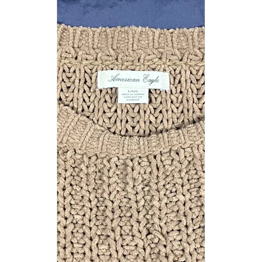 American Eagle Sweater Womens Sz Large Chunky Knit Oversized Pullover Brown Boho - Picture 2 of 9